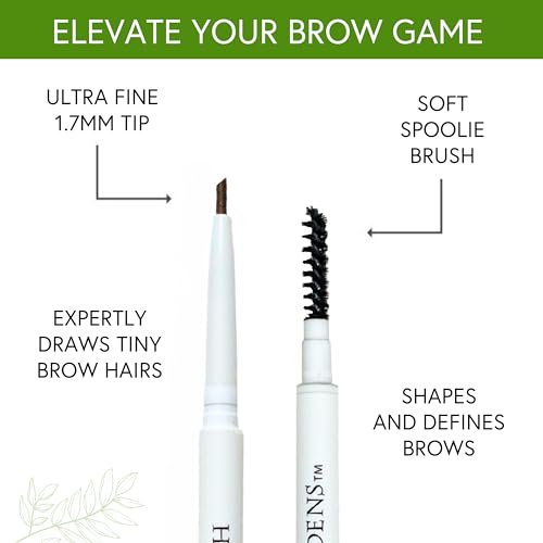 Honeybee Gardens Fine Point Brow Pencil, Walnut, Long-Lasting Eyebrow Definition, Vegan, Cruelty-Free Beauty