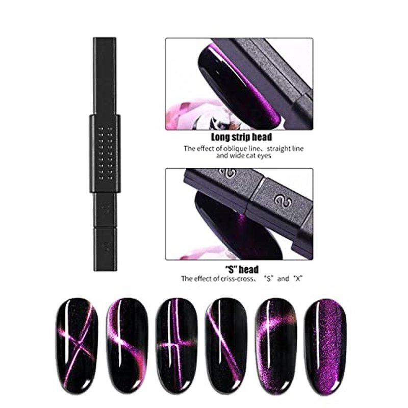 10-Piece Cat Eye Nail Magnet Set with Double-Headed Tools