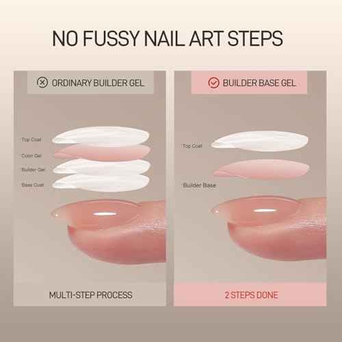 GAOY 16ml Builder Base Gel, Jelly Rubber Base Nail Gel Nude Sheer Pink, 3-in-1 Soak Off UV Light Cure Nail Strengthener, 01 Lush Nude