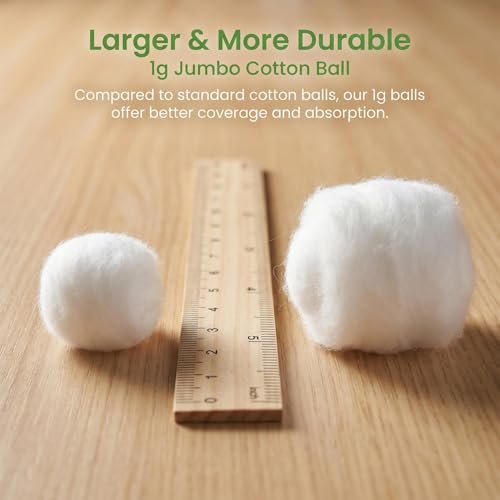 Cotton Balls Bulk 120 Count - Medium Size, All-Natural, Soft & Absorbent