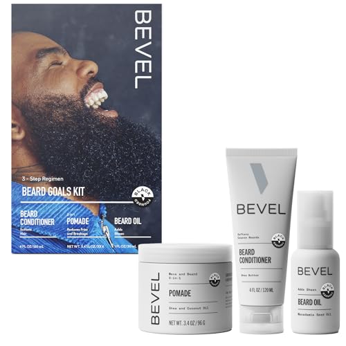 Bevel Mens Beard Grooming Kit - Includes Beard Conditioner, Hair Nourishing Pomade, and Beard Oil to Soften, Hydrate and Strengthen Beard and Reduce Skin Irritation and Redness
