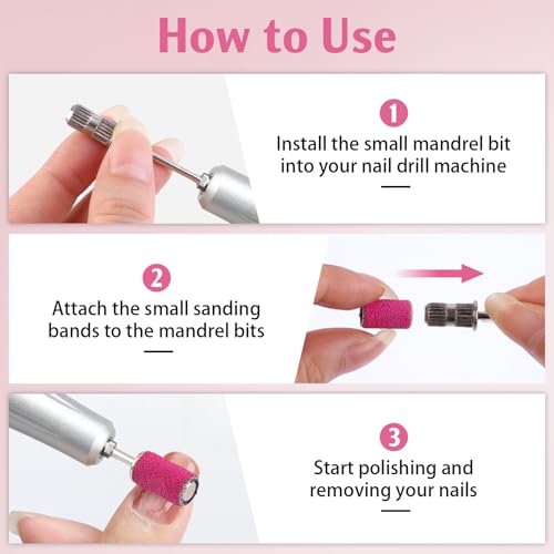 Nail Drill Sanding Bands 200Pcs Fine Grit Pink for Manicure & Pedicure - Variation: 180 Fine