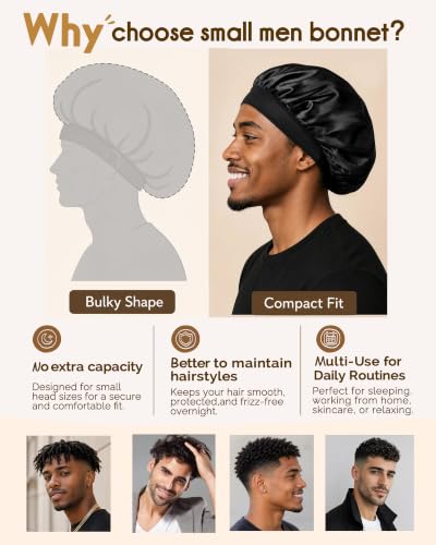 Satin Bonnet for Men Short Hair | Stay-On Night Cap