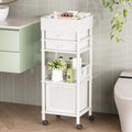 Bamboo Makeup Organizer Cart with 3 Drawers - Rolling Vanity Storage