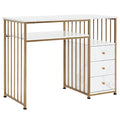 BarberPub Manicure Table with Storage Drawers - Golden Nail Desk