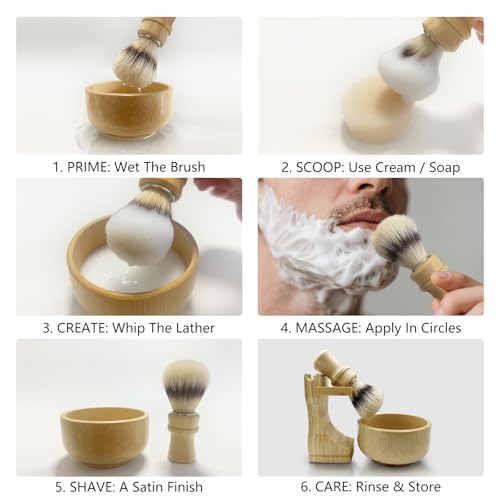 Men's Shaving Kit with Natural Boar Bristle Shaving Brush, Pure Bamboo Shaving Brush Stand with Bowl | Complete Wet Shaving Set for Smooth & Luxurious Shave