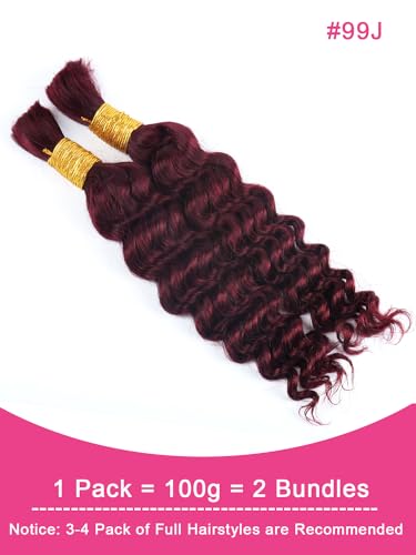 RESACA Human Braiding Hair 100g 2 Bundle 16 Inch Deep Wave Bulk for