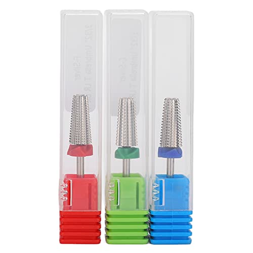 3pcs Pack Nail Drill Bit, Tungsten Steel Nail for Gel Remover,Nail Cuticle Clean Manicure Pedicure Safety Tools Home Salon Use, 2.35mm 0.09in Shank Diameter