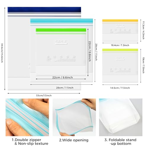 Reusable Half Gallon Freezer Storage Bags 20 Pack - Dishwasher & Microwave Safe