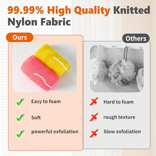 African Net Loofah Sponge Set - Exfoliating Body Scrubber for Shower, Long Back Washcloth, 2 Pieces