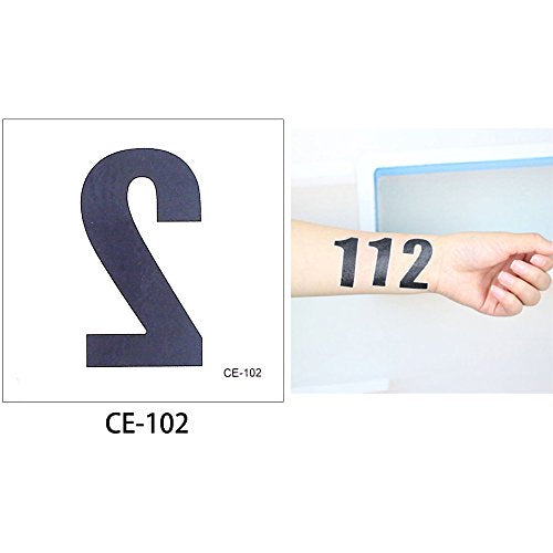Temporary Number Tattoos 0-9 | 50-Pack Waterproof Sports