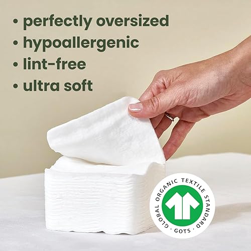 Organic Cotton Pads for Sensitive Skin - XL Biodegradable 2 Pack