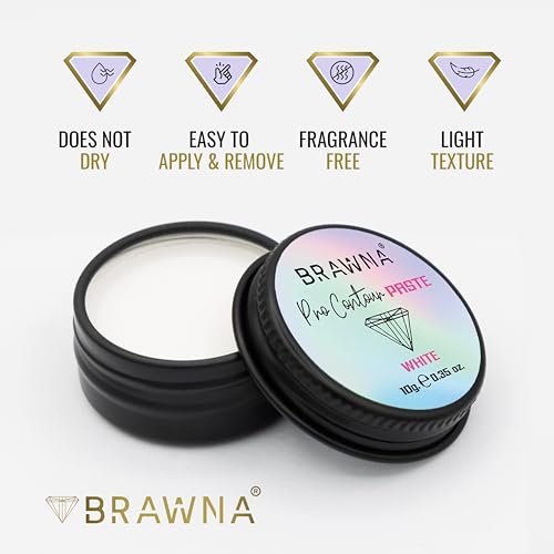 Brawna Pro Contour White Mapping Paste for Brow and Lip Measuring - White Concealer for PMU, Eyebrow Henna, Lamination, Tint