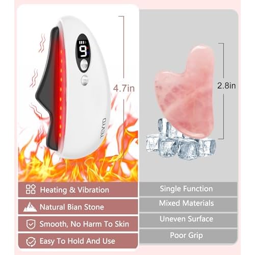 Gua Sha Facial Tool, Electric Black Obsidian Guasha Tool for Face, Chin, Neck, Body, Heated Vibrating Massage Gua Sha Stone for Face Sculpting