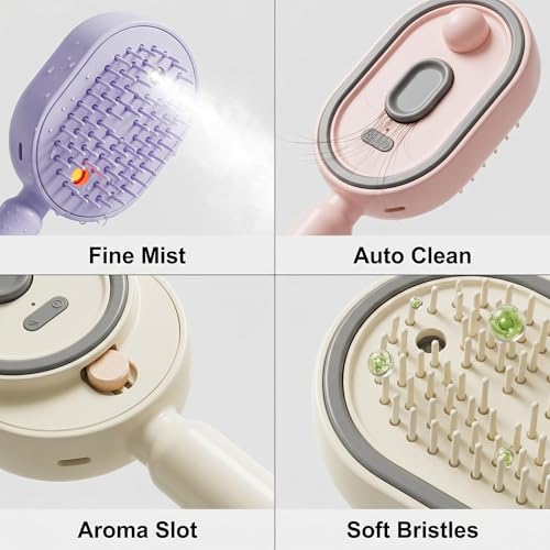 Rechargeable Electric Steam Hair Brush & Detangler - Pink