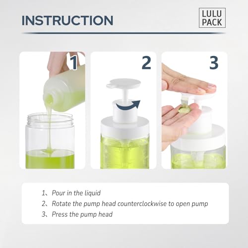 Lulupack 8oz Wide Mouth Pump Bottles (2-Pack) – Refillable Soap & Shampoo Dispensers