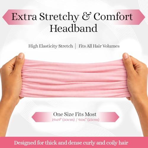 Curly Hair Headband for Women - Soft Stretchy Non-Slip Yoga Headband - Bubblegum Pink