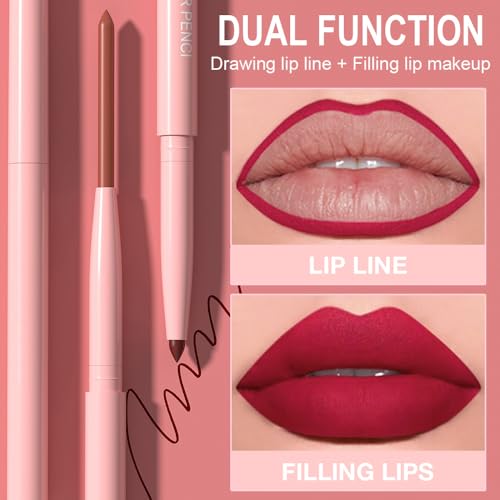 Kaely 12-Color Retractable Lip Liner Set - Matte Velvet Waterproof