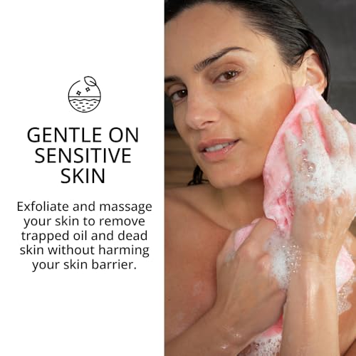 Sima - Bundle - Exfoliating Face & Body Scrub Towel Pink + Gentle Face Cloth