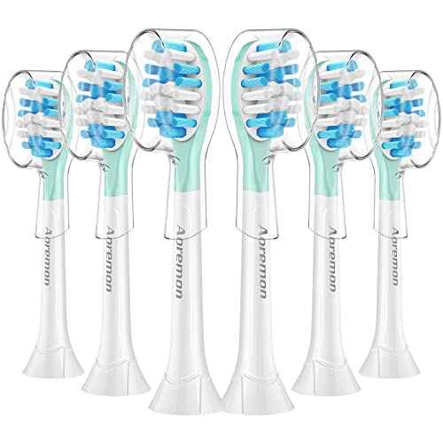Aoremon Replacement Toothbrush Heads for Philips Sonicare C3 Premium Plaque Control HX9044/65 G3 Gum Care HX9054/65 W3 4100 5100 6100 7500 C1 C2 Flexcare Diamondclean HealthyWhite, 6 Count, White