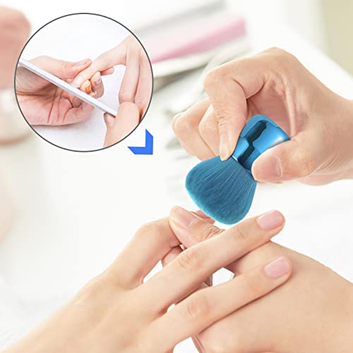 Vaincre Soft Nail Art Dust Powder Remover Brush for Acrylic & Makeup, Blue
