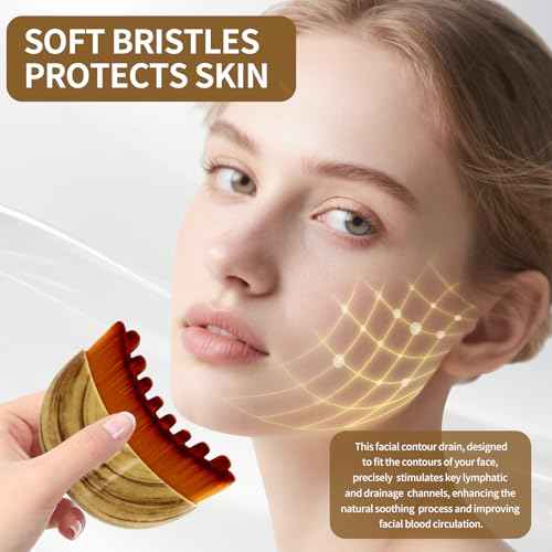 Lymphatic Contour Face Brush,Dry Lymphatic Contour Face Brush Soft Set,Lymphatic Drainage Massager for Face,Chin & Neck Relaxation,PortableBeauty Tool with Travel Case.
