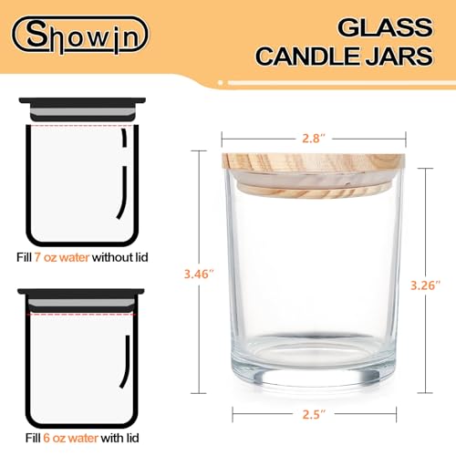 Clear 7oz Glass Candle Jars with Wood Lids - 20 Pack for Candle Making