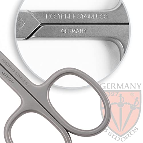 3 Swords Germany - brand quality STAINLESS STEEL INOX CURVED COMBINED CUTICLE & NAIL SCISSORS (1 PIECE) with case for manicure pedicure - nail care by 3 Swords - Made in Germany