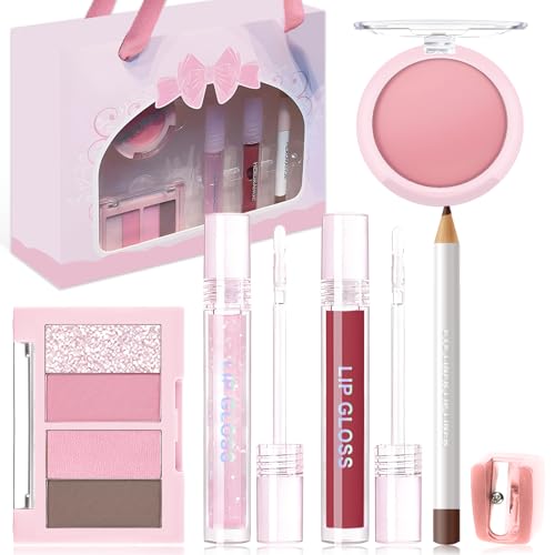 Makeup Kit: Brown Lip Liner, Pink Eyeshadow & Cream Blush Set