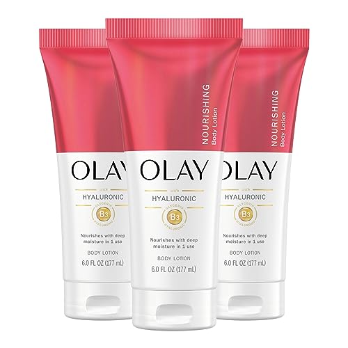 Olay Nourishing & Hydrating Hand and Body Lotion with Hyaluronic Acid, 6 fl oz tube (Pack of 3)