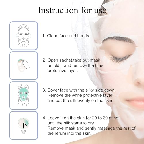 Dermaroller, Silk Face Masks Intensive Hyaluronic Acid Moisturizer with Matriyxl 3000 Tocopherol Boost Collagen Hydrate Dry Skin Reduce Fine Lines Wrinkles SingleUse Masks (Sample, 1.00)