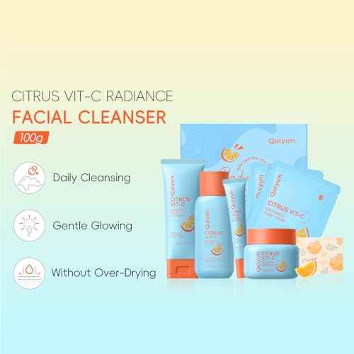 Citrus Vit-C Skin Care Set, Beauty Skincare for Women Teens Girls- Gift Set with Cleanser, Toner, Eye Cream, Moisturizer, Facial Mask *2, Facial Skincare Product, Birthday Christmas Gifts, Full Size