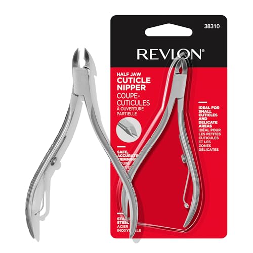 Revlon Stainless Steel Half Jaw Cuticle Nipper - Precision Hangnail Trimmer