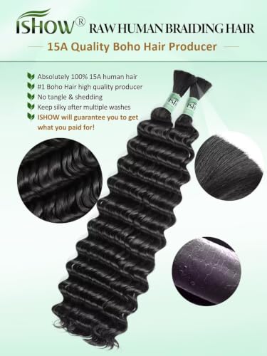ISHOW Virgin Human Braiding Hair 24 Inch Deep Wave