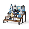 Cologne Organizer for Men, 12 Inch Wood Cologne Stand 4 Tier Perfume Organizer for Dresser, Versatile Step Display Stand Shelf for Fragrance, Skincare, Figurine, Dessert, 1 Set Brown