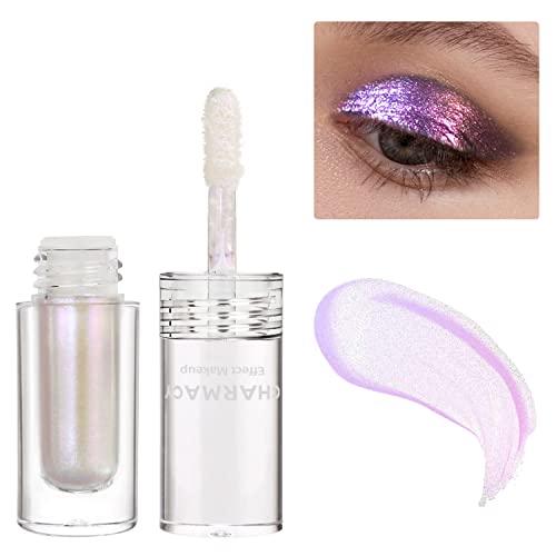 CHARMACY Multichrome Liquid Glitter Eyeshadow, Color Changing Eyeshadow, Metallic Pigmented Long Lasting with No Crease Sparkling Eyeshadow Chameleon Makeup (Pink-Purple-Sliver #11)