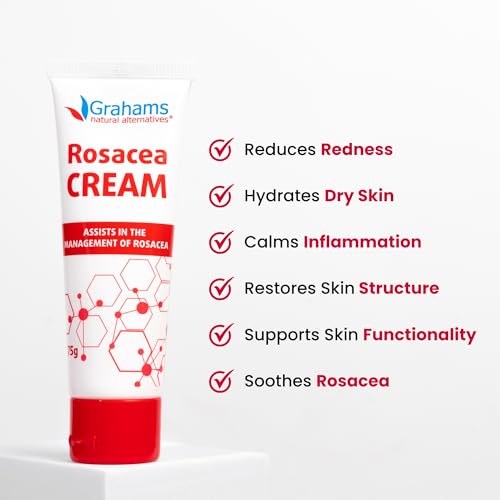 Grahams Natural Rosacea Treatment for Face Redness Moisturizer - Clinically Proven Anti Redness Face Cream to Soothe & Reduce Flare Ups - Natural, Hypoallergenic, Steroid-Free (2.64 fl oz)