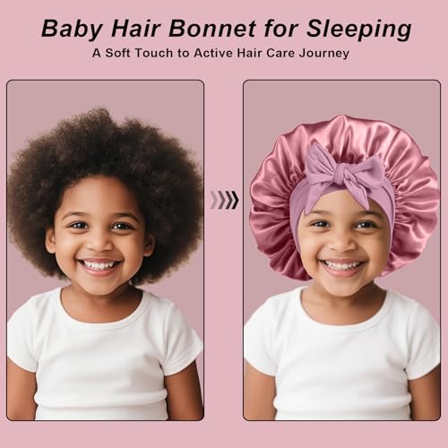 Kids Satin Sleep Bonnet 3-Pack - Adjustable Hair Care Cap