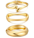 14k Gold Plated Chunky Bangle Bracelets Set for Women