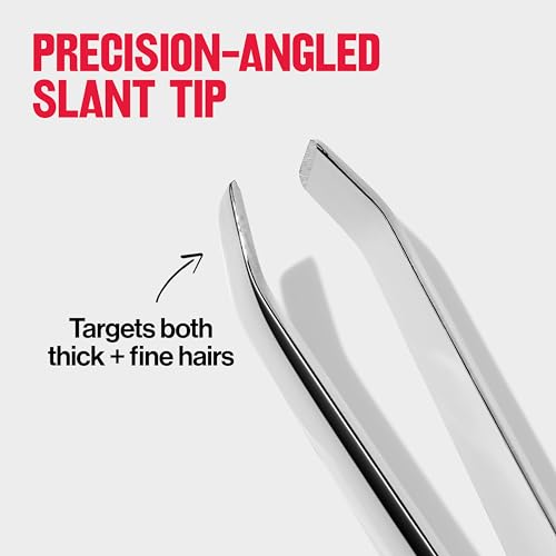 Revlon Slant Tip Tweezer - Silver, Pack of 1 - Precise Hair & Eyebrow Grooming
