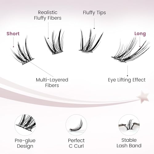 Cat Eye Lash Clusters 10-16mm Pre-Glued Press-On 80Pcs
