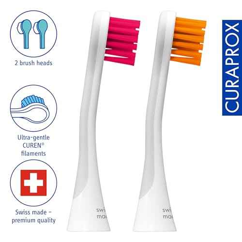 Curaprox Hydrosonic Brush Heads Rainbow Sensitive Duo ? for Gentle Gum Care & Comfort Brushing | Magenta/Orange, 2-Pack | Compatible with All Sonic Models | Swiss Made
