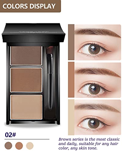 3-Color Eyebrow Powder Palette Kit with Brush & Mirror