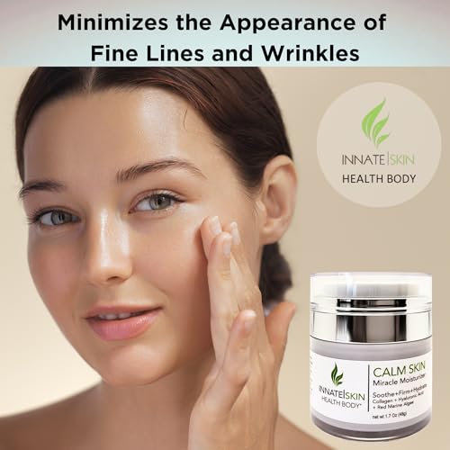 Calm Skin Face Moisturizer | Hyaluronic Acid, Collagen & Red Marine Algae 1.7oz Air Pump