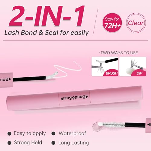 Lash Extension Kit DIY 320pcs Lash Clusters Eyelash Extension Kit, 9-16mm 20D 50D Individual Lashes Kit with Lash Bond and Seal, Lash Tweezers for Self Use (20D&50D, 9-16mm, Kit)