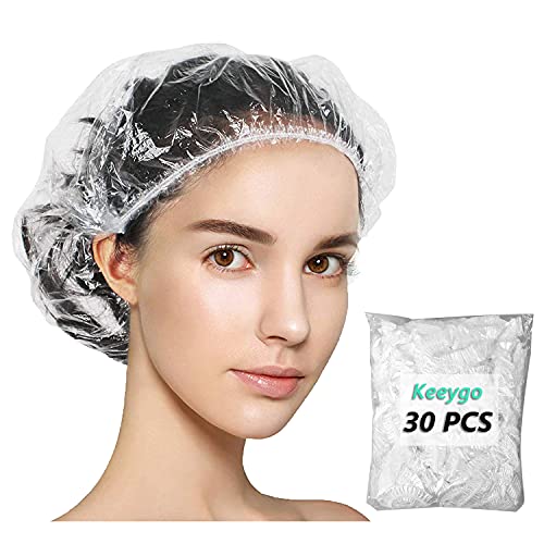 Disposable Shower Caps 30 Pack - Waterproof Hair Covers for Travel & Spa - 17.3 Inches, Thick & Durable, Unisex