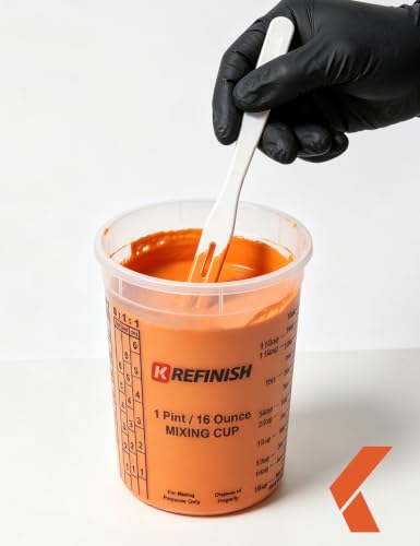 KREFINISH 32 Oz Clear Plastic Mixing Cups with Lids - Disposable & Reusable for Epoxy, Paint, Resin, Automotive, Art Projects (Box of 24 + 4 Lids)