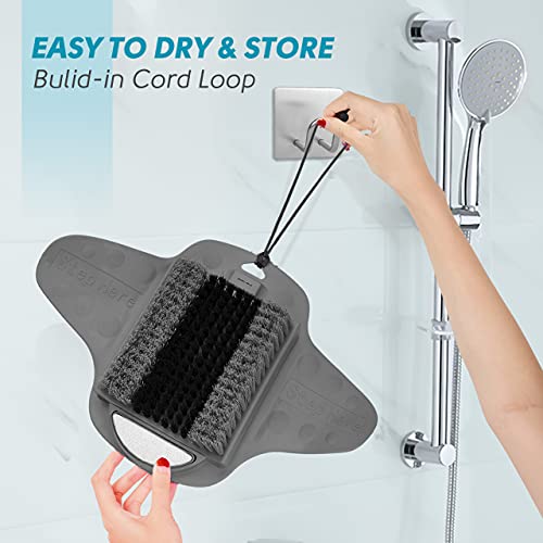 BESKAR Shower Foot Scrubber Mat with Built-In Pumice Stone & Suction Cups