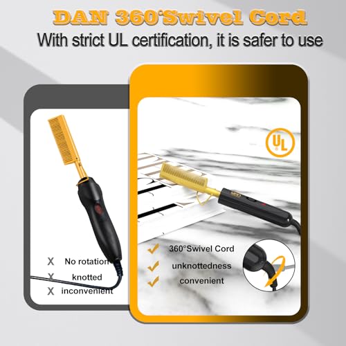 DAN Technology Ceramic Hot Comb for Wigs | Dual Voltage Travel