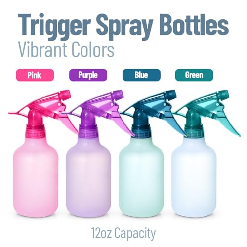 Alpree 3-Pack 12oz Refillable Spray Bottles - Colored Squirt & Cleaning Solutions